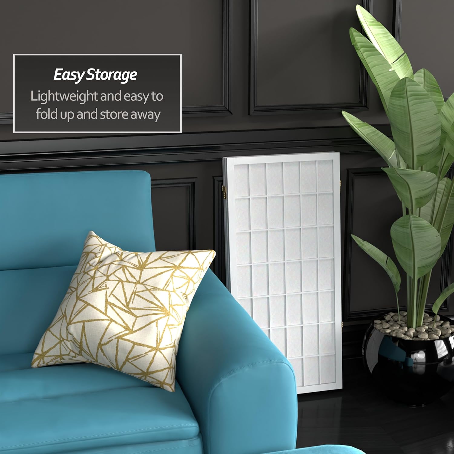 3 ft. Short Window Pane Shoji Screen - White - 3 Panels