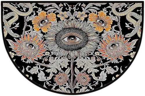 bnil Tapete semicircular psicodélico de girasol psicodélico con diseño floral de ojos malvados para entrada al aire libre, para entrada exterior, 18
