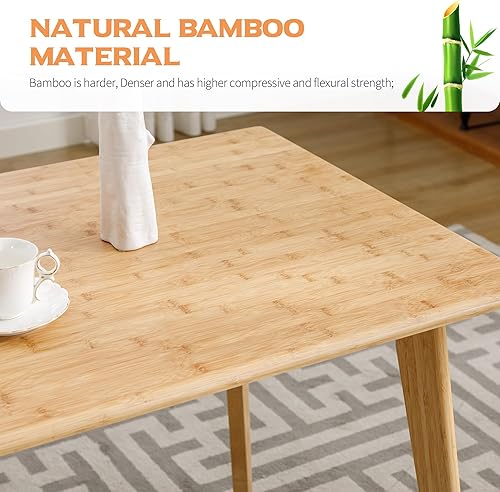 Miniatura 6 de Forevich Mesa de comedor rectangular para cocina, comedor, 100% madera maciza de bambú, mesa cuadrada de mediados de siglo para espacio pequeño, 47