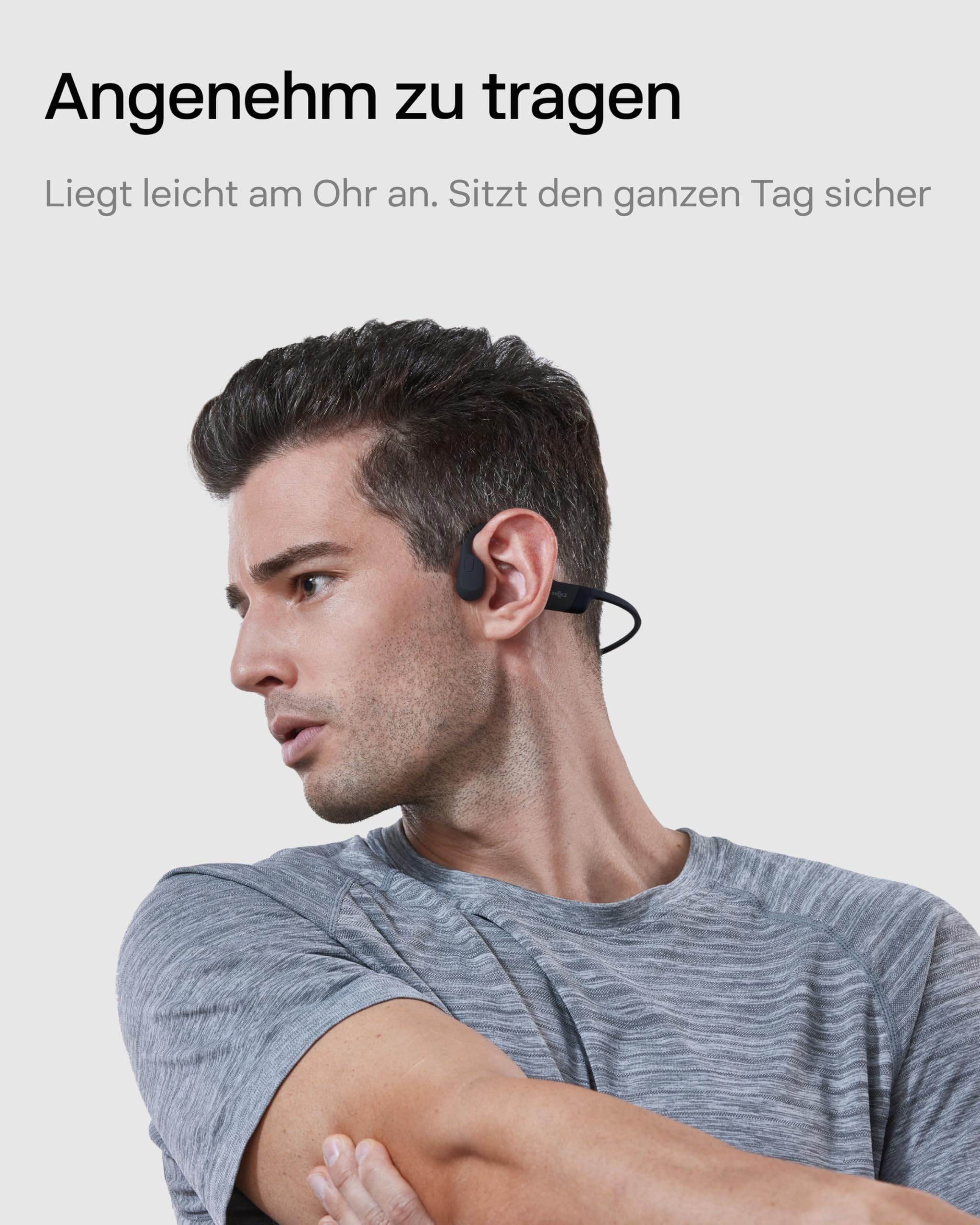 SHOKZ OpenRun Knochenschall Kopfhörer, Open-Ear Sport Bluetooth Kopfhörer mit Noise-Cancelling Mikrofon, IP67 wasserdichte kabellose Ohrhörer zum Laufen, 8 Std Spielzeit, USB-C, mit Sport-Stirnband