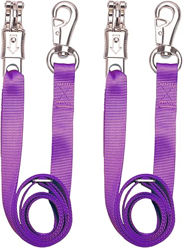 Miniatura 5 de Corbata cruzada de nailon ajustable (paquete de 2) con broche de pánico y broche de toro, se ajusta de 44.5 a 78.3 pulgadas (rojo)