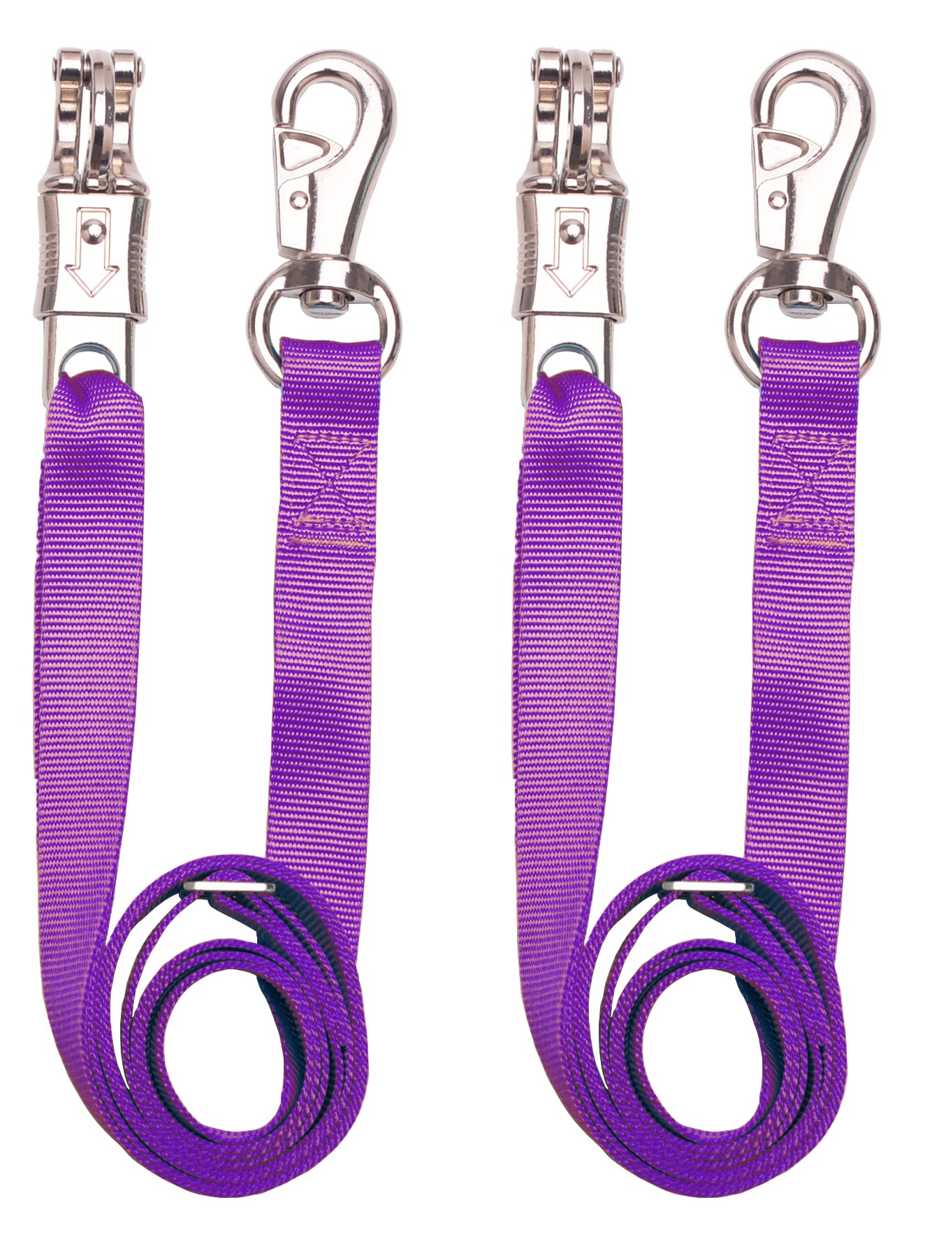 Loaged Adjustable Nylon Cross Tie （2 Pack）- with Panic Snap and Bull Snap - Adjusts from 44.5" to 78.3" (Purple)