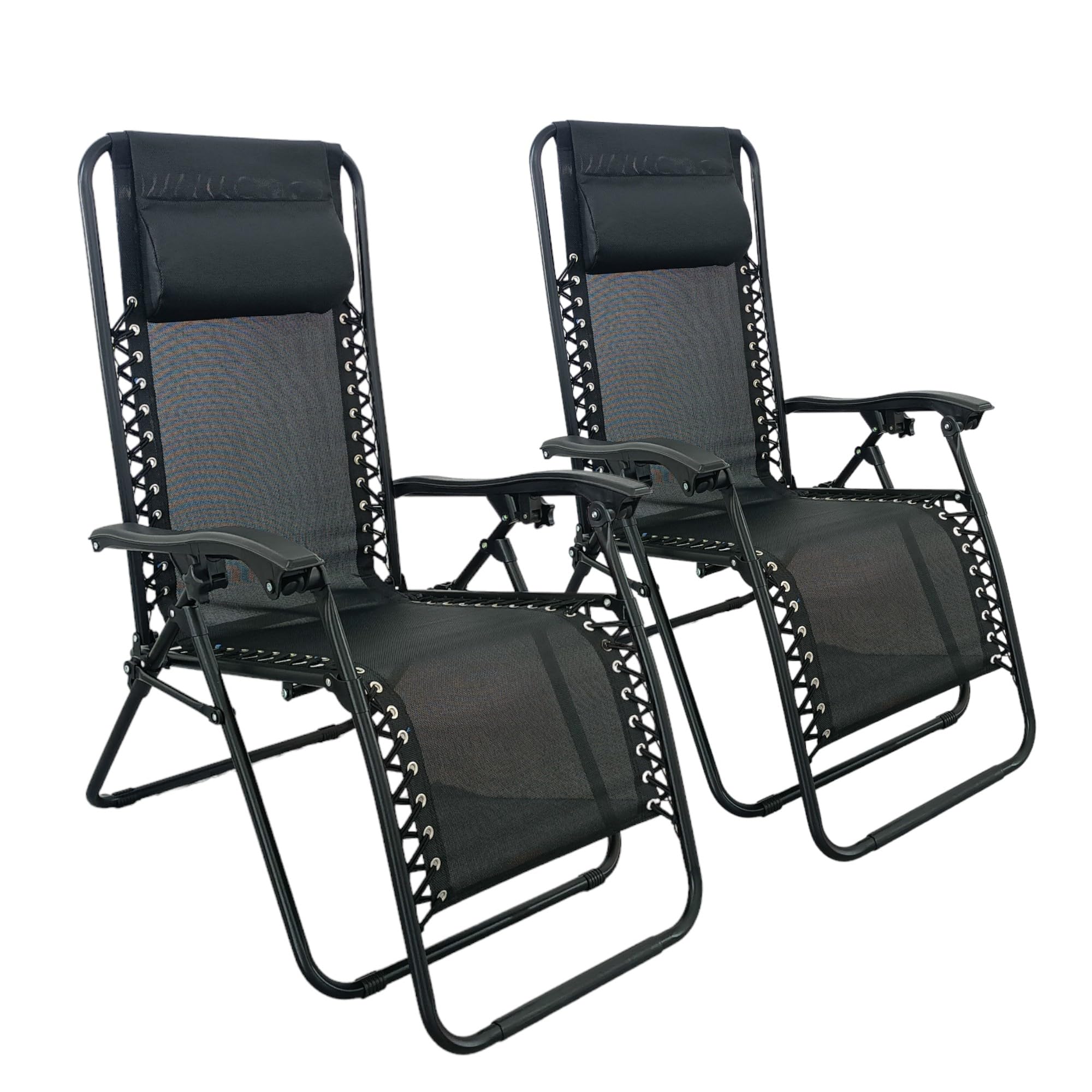 Pincho Tumbona Jardin Exterior, Gravedad Cero, Sillon, Hamaca, Silla Jardin Exterior, Plegable, terraza, Camping, Pack de 2 sillones (Negro)
