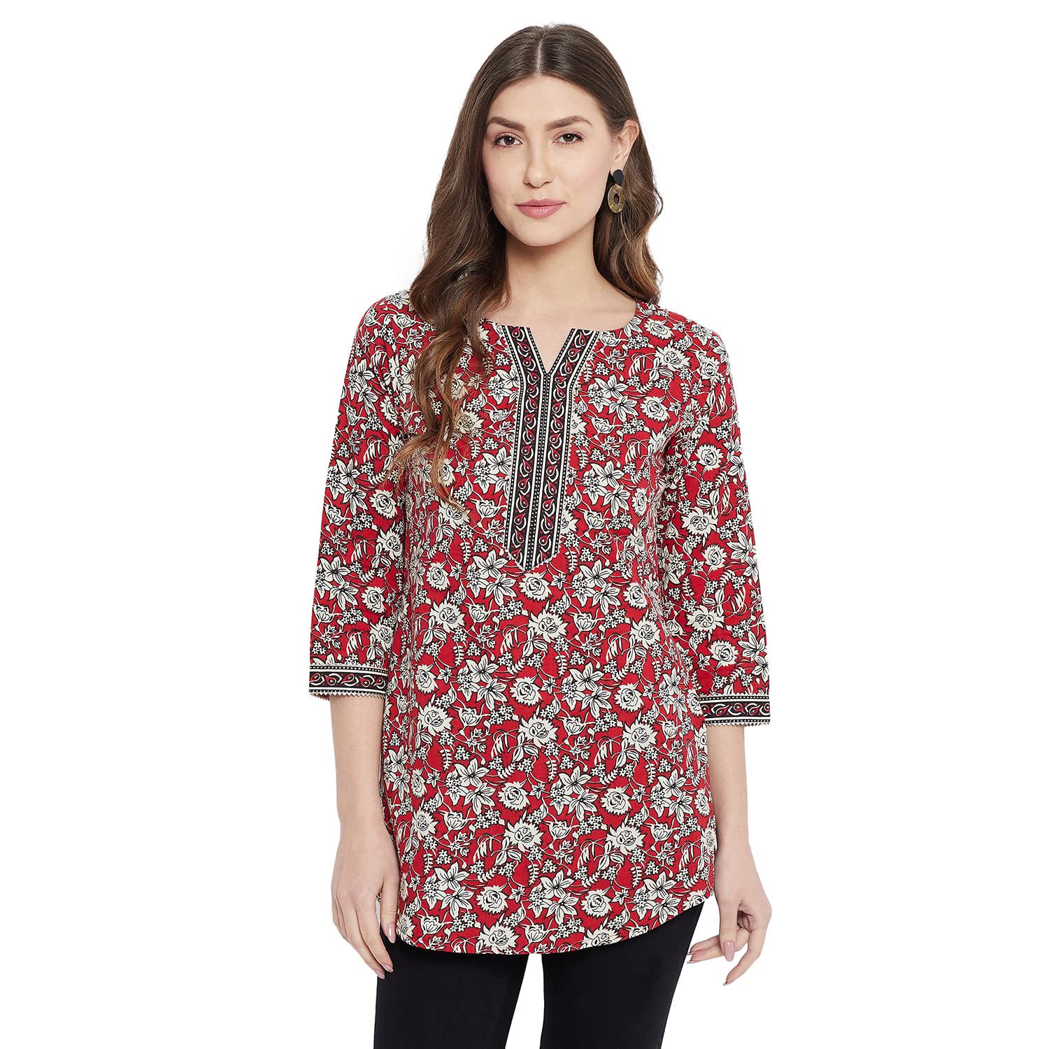 meesan Women's Casual Ethnic 3/4 Sleeve Printed Tunic-picture-51
