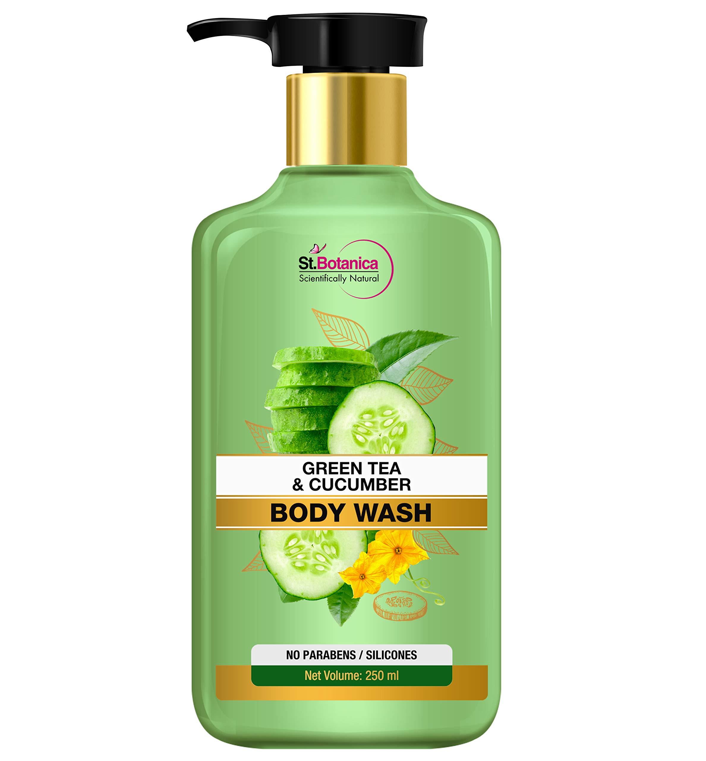 Green Tea & Cucumber Body Wash 250ml - No SLS/Sulphate, Parabens
