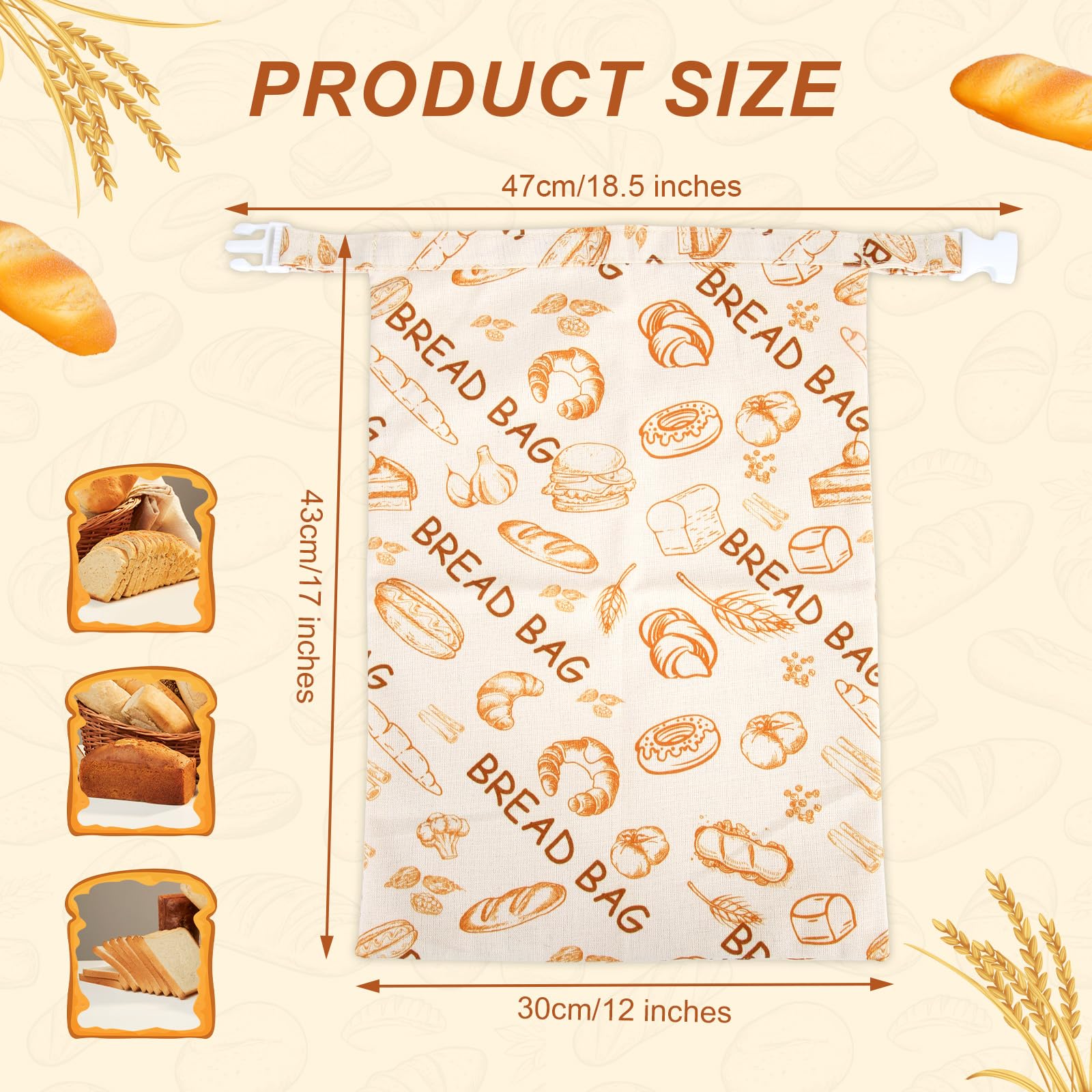 Sacchetti per il pane con lacci, riutilizzabili, 100 sacchetti