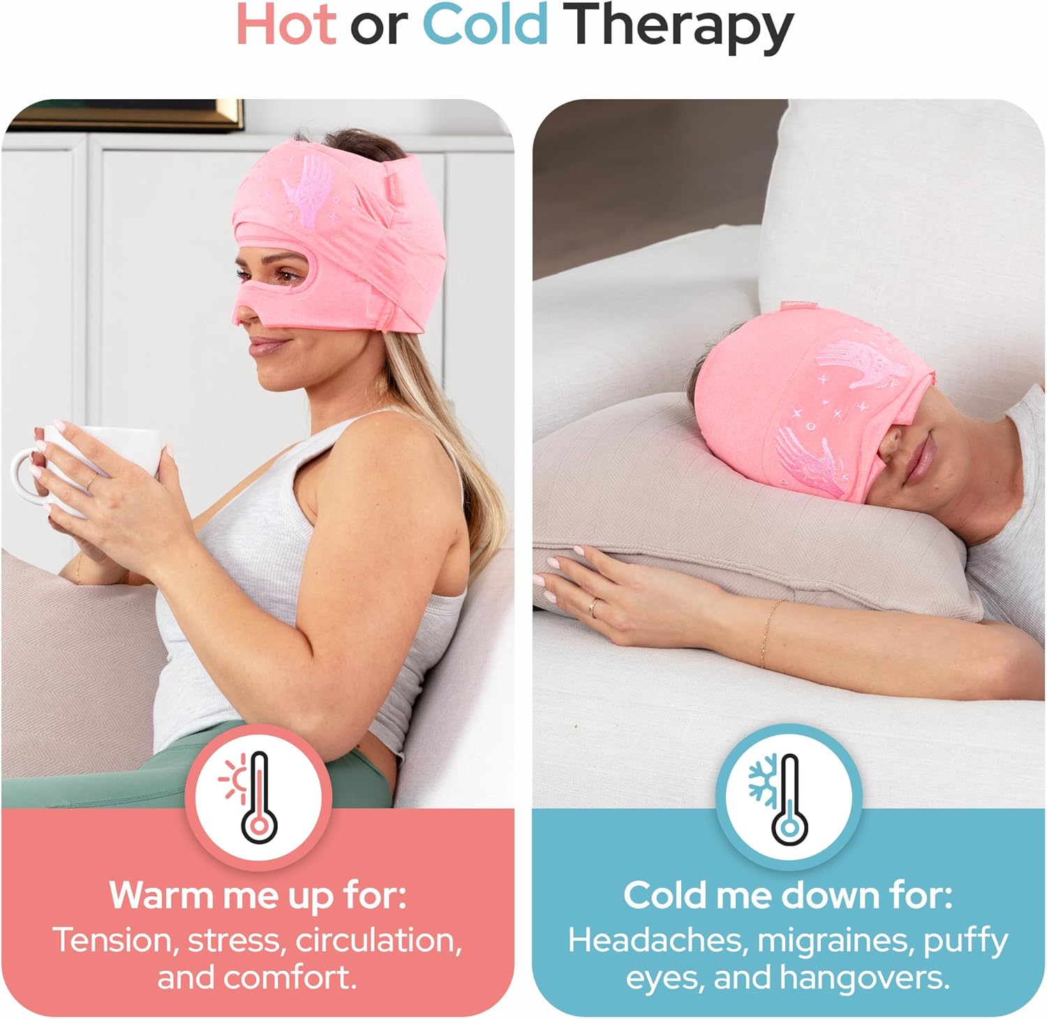 Migraine Cap with Slide-Up Eye Mask - Patent Pending - Headache Relief Hat for Hangover, Stress, Tension - Buttery Soft, Made for Bad Days - Image 5