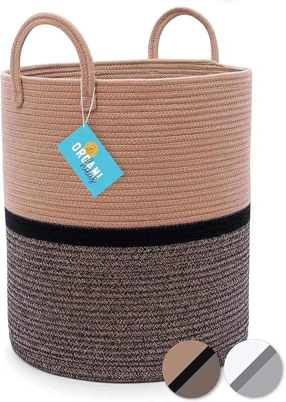 OrganiHaus Rope Large Blanket Basket Woven Laundry Basket