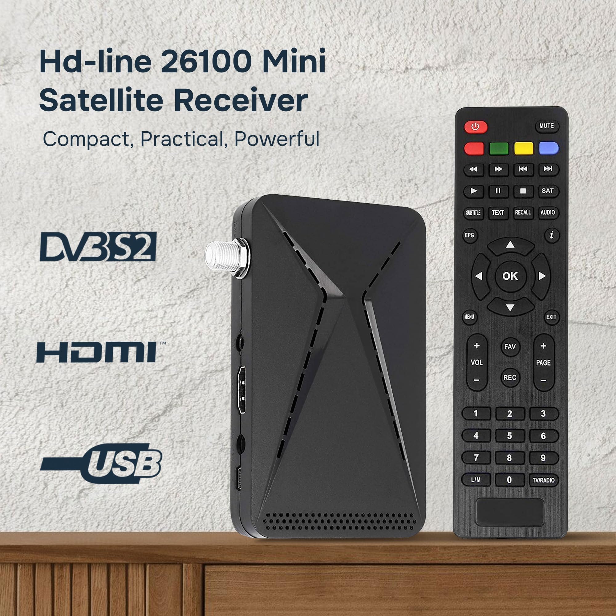 HD-line 26100 Mini Récepteur Satellite DVB-S2 /ARD & ZDF SD avec arrêt Automatique/Récepteur numérique Full HD 1080p (HDTV, USB)