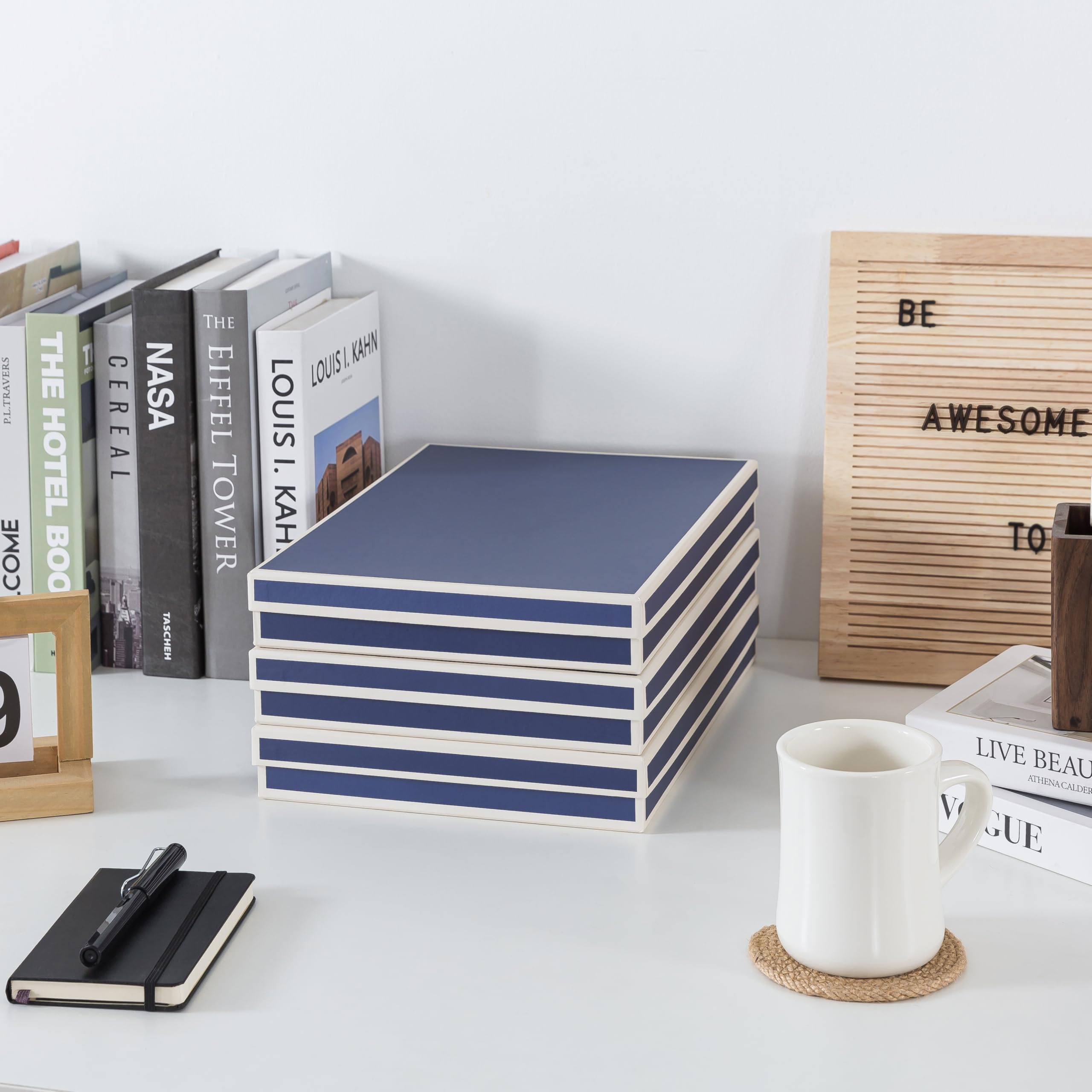 Soul & Lane Lot de 3 boîtes de rangement de documents (33,5 x 24,9 x 4,6 cm), organiseur polyvalent pour photos et loisirs créatifs pour la maison et le bureau, rangement en carton empilable pour