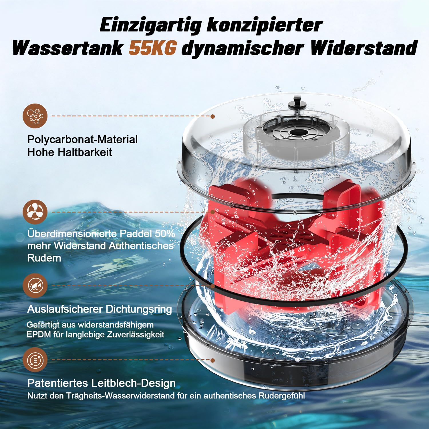 Rudergerät für Zuhause, DMASUN Magnetisches Rudergerät mit Upgrade Doppel-Slide-Rails, APP-Verbindung, 16 Widerstandsstufen, LCD-Datenanzeige, ideal für Cardio-Training