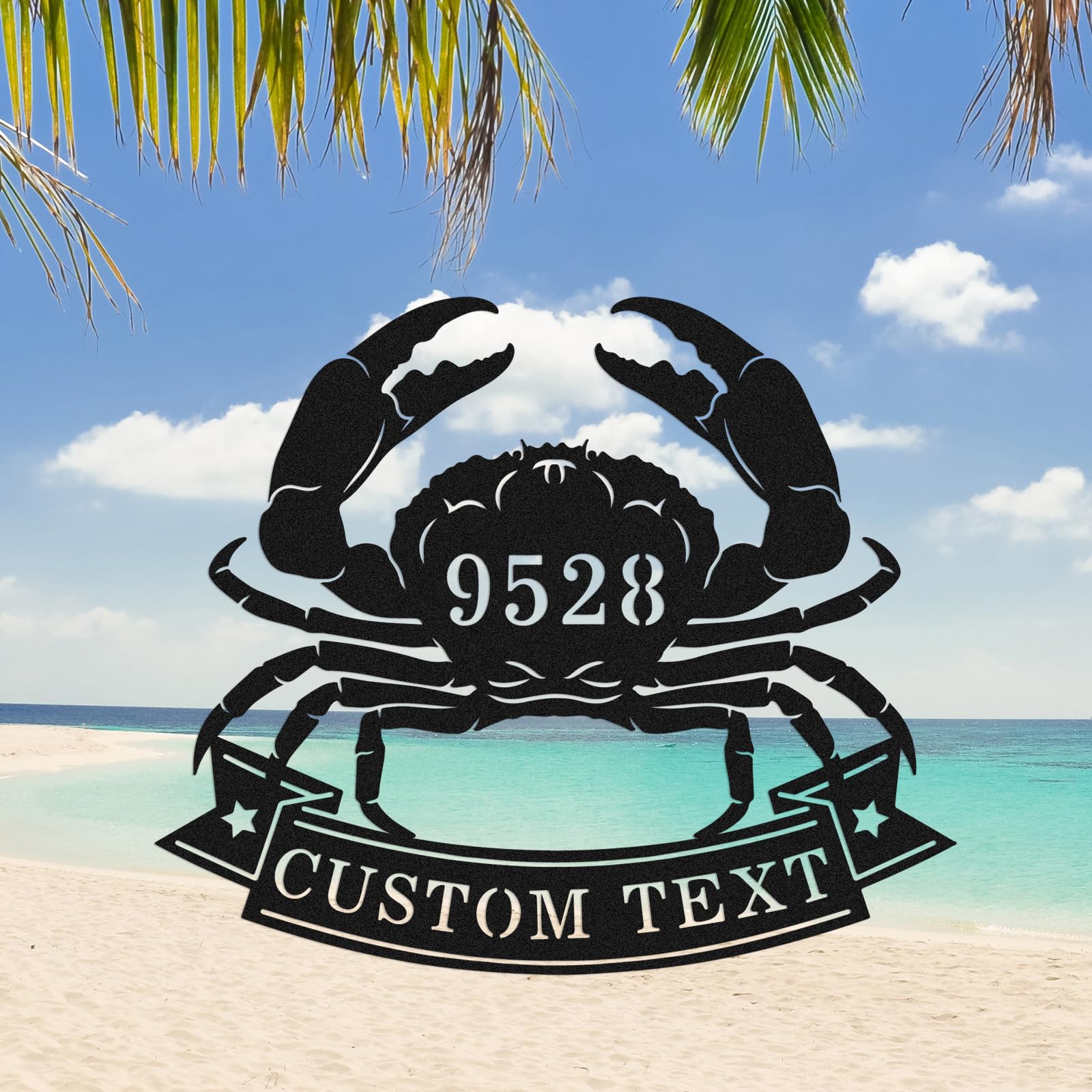 Goodqueen Personalized Address Plaque - Custom Metal Crab Sign for Outdoor Use