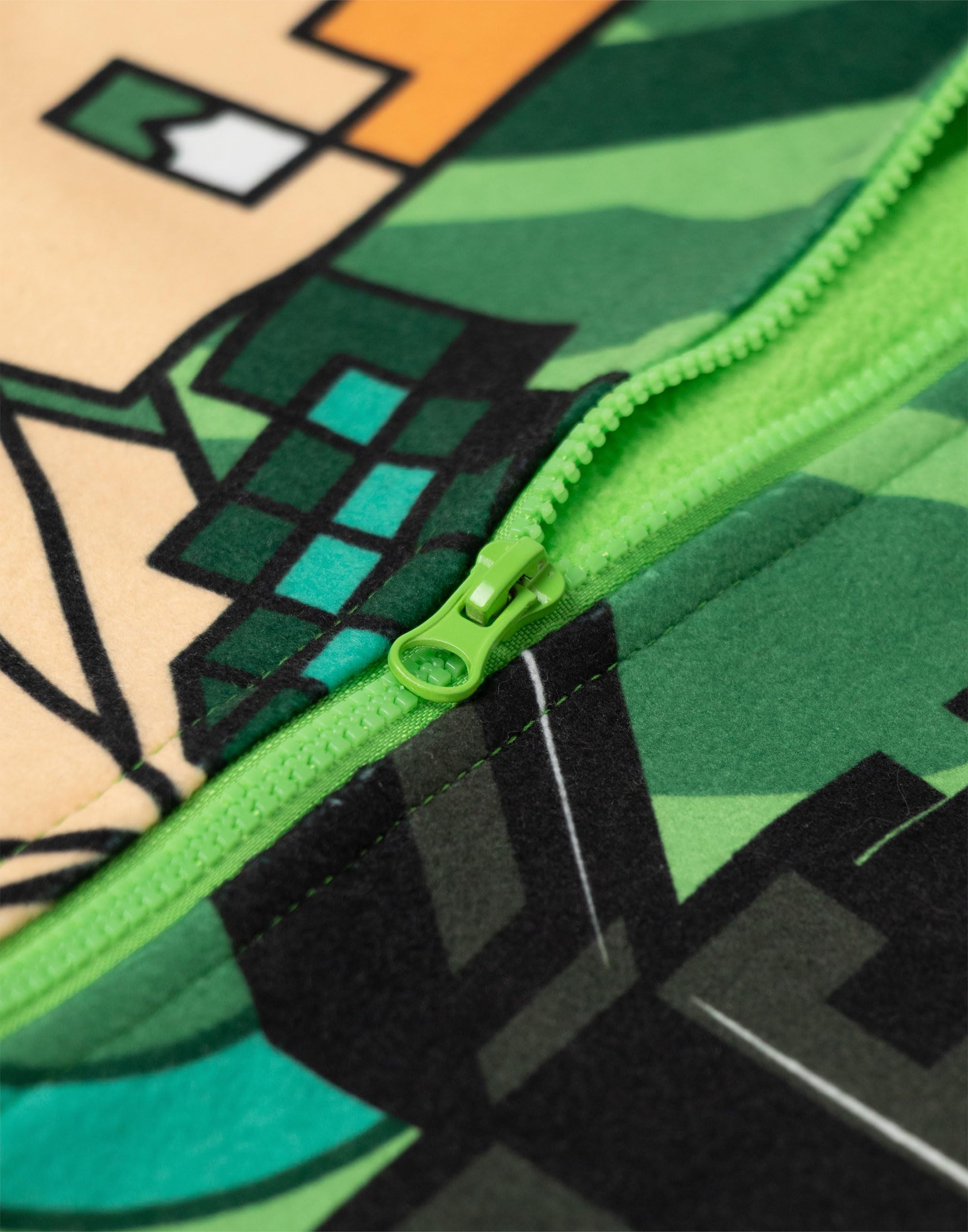 Minecraft Mono Verde con Cremallera Creeper para niño | Pijama de Microfibra de Manga Larga con Estampado de Steve y Enderman | Pijama Infantil Gamer | Ideal para Dormir y Relajarse