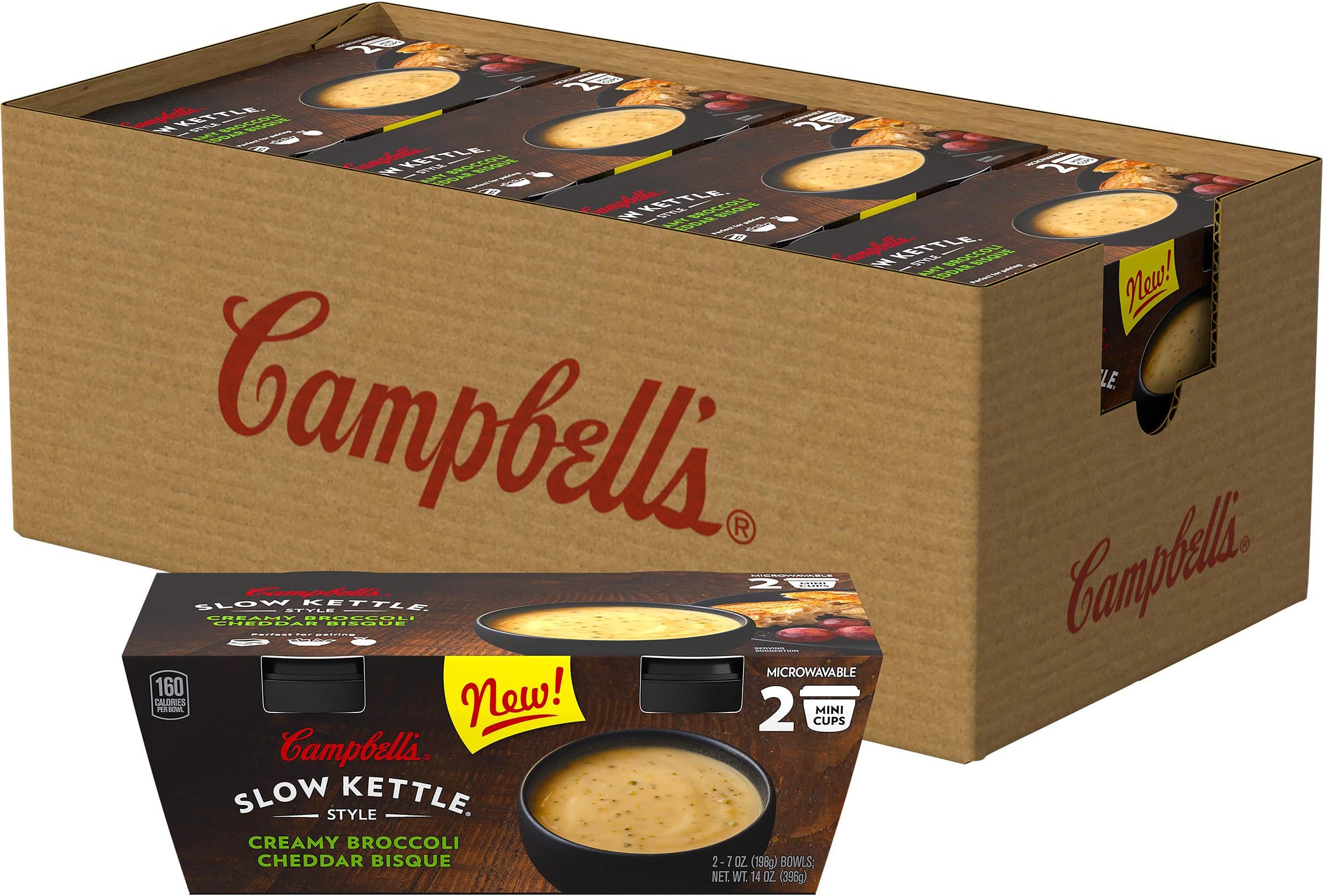 Slow Kettle Creamy Broccoli Cheddar Bisque Soup (16 Total), 7 Oz Soup Cups