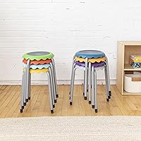 Vista 7 de ECR4Kids Daisy Taburete apilable con juego de asientos deslizantes, asientos flexibles, surtido, 8 piezas