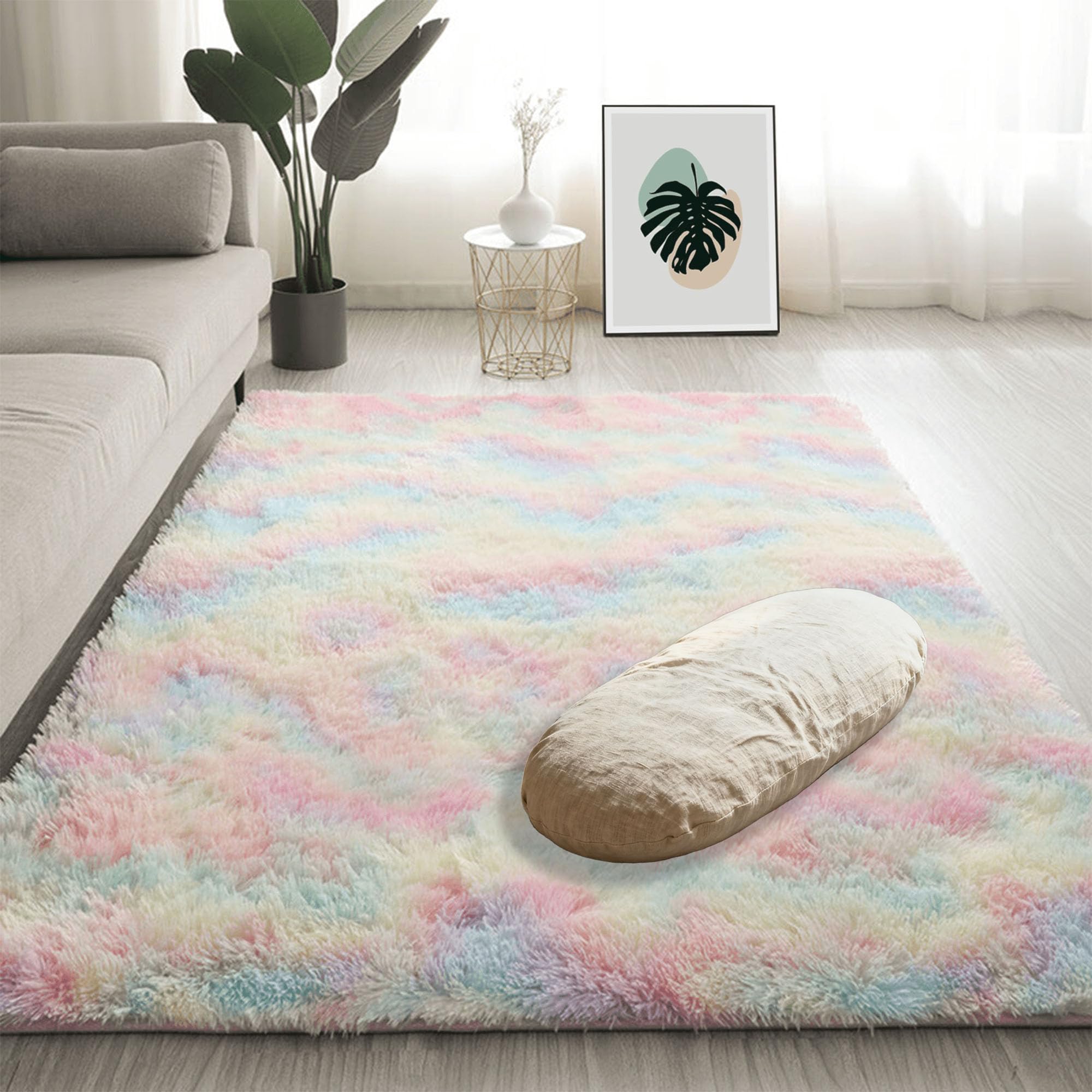 Moquette chambre 280x290 cm shaggy grand format tapis multicolore salon