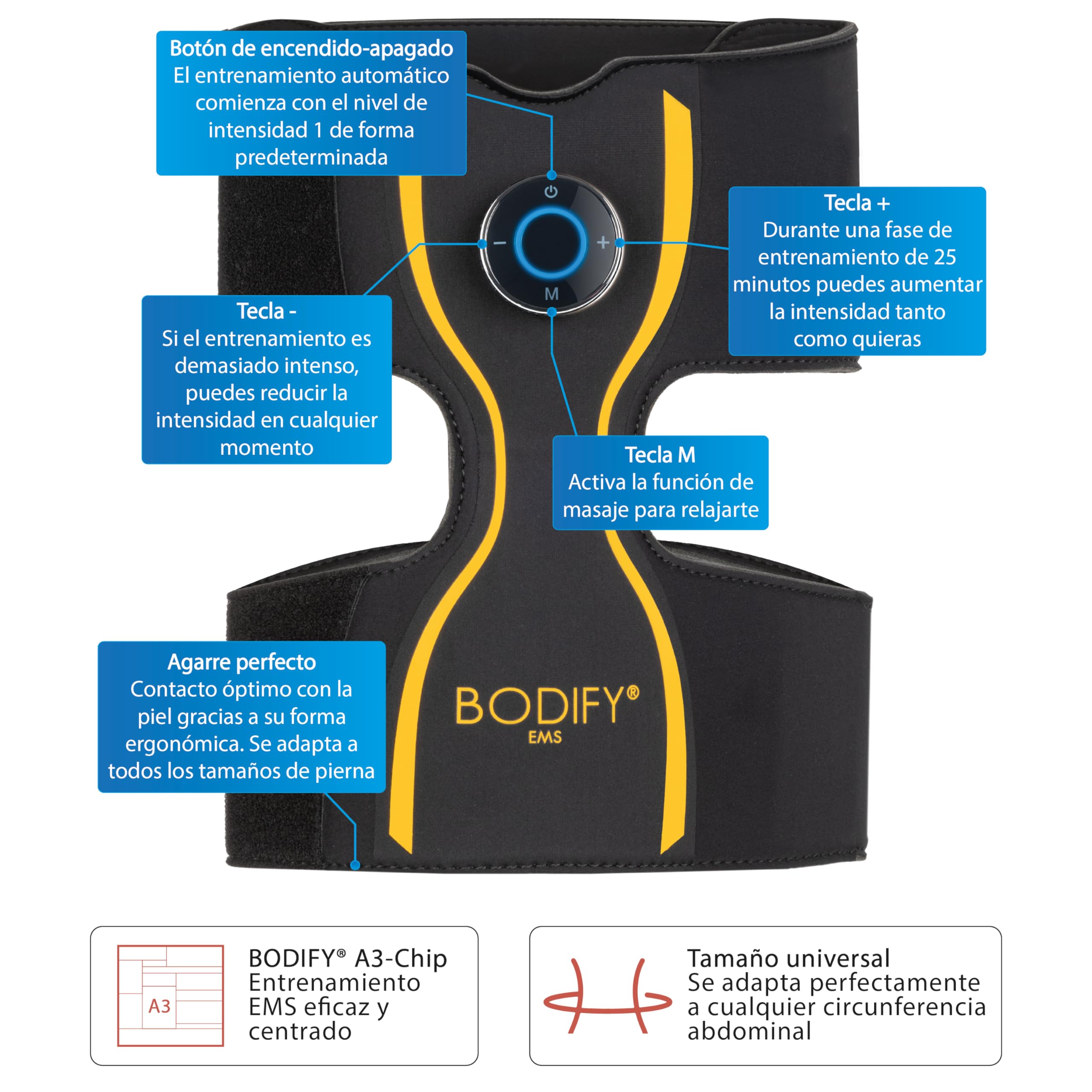 Bodify® EMS Leg Trainer Pro – ¡Activación específica de los músculos de Las piernas! – Activación Muscular – Entrenamiento EMS – Entrenamiento de piernas – para Hombres y Mujeres EL Original