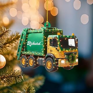 Personalized Garbage Truck Ornament – Custom Christmas Tree Decoration, Holiday Keepsake Gift for Sanitation Workers, Waste Management Staff, Truck Drivers, Kids, Friends, Families, Collectors (GTT2)