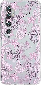 PrintiFy Xiaomi Mi Note 10 Kamera Korumalı Kapak Floral Pudra Tasarımlı Şeffaf Kılıf
