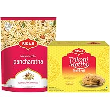 Bikaji Tikoni Mathi/Mathri 400G & Badam Laccha Pancharatna 350Gm Combo | Savory Crunch & Premium Dry Sweet | Tea-Time & Festive Snacking