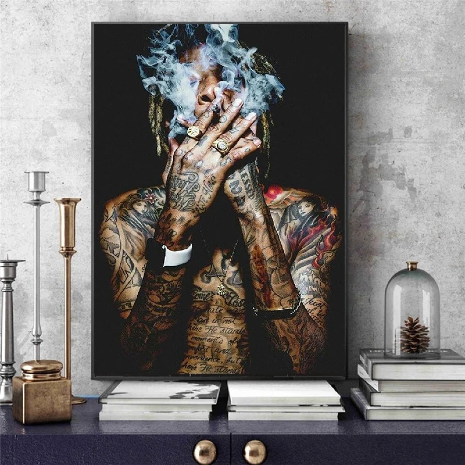 BMGKYAGL Stampa su tessuto di musica rap hip-hop, poster, quadri da parete per soggiorno, decorazione su tela, poster e stampe, cornice 60x80cm