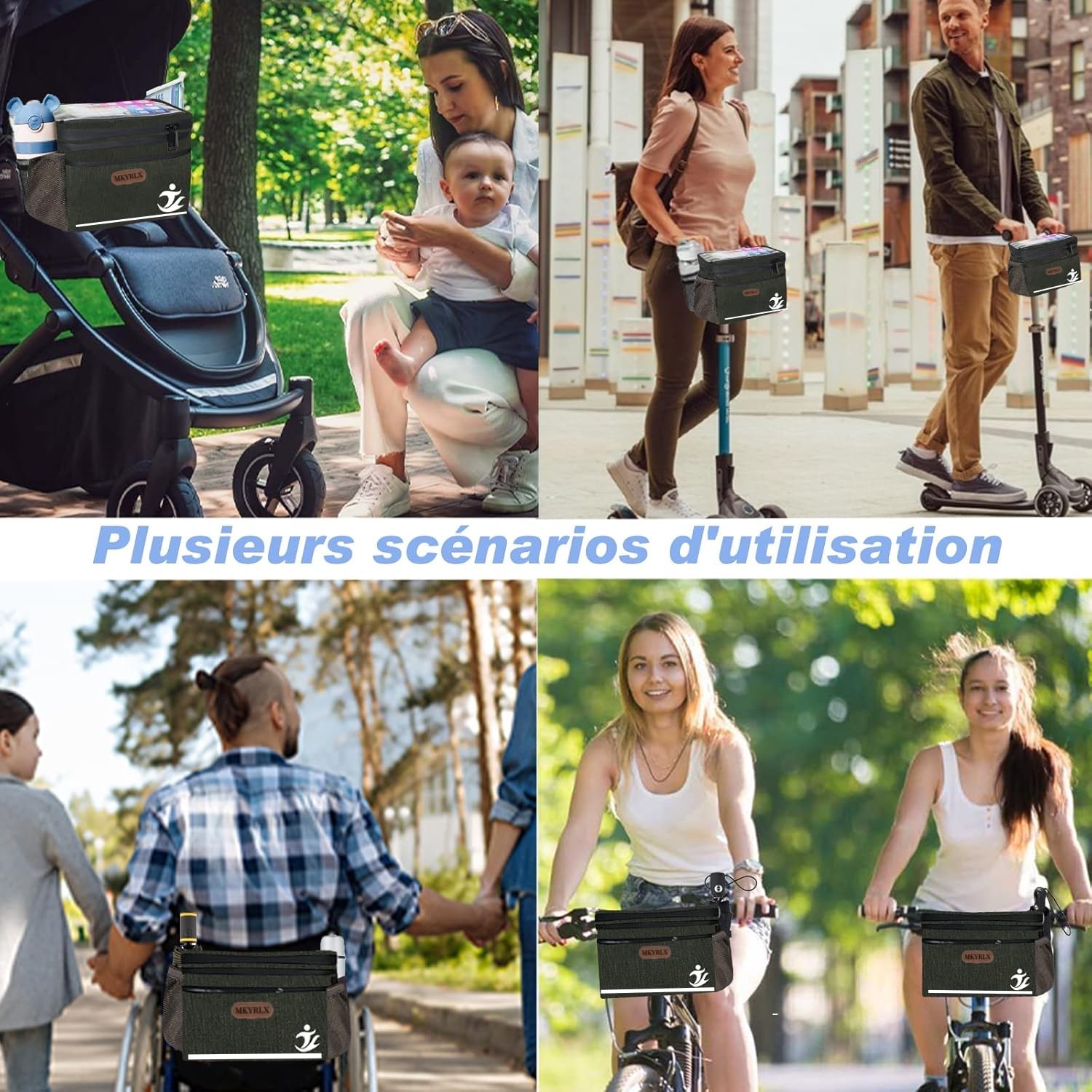 Sacoche de guidon de vélo, 5 l, étanche, poche avant isolée, avec support de téléphone portable pour écran tactile et bandoulière amovible, compartiment isotherme pour vélo électrique, VTT et
