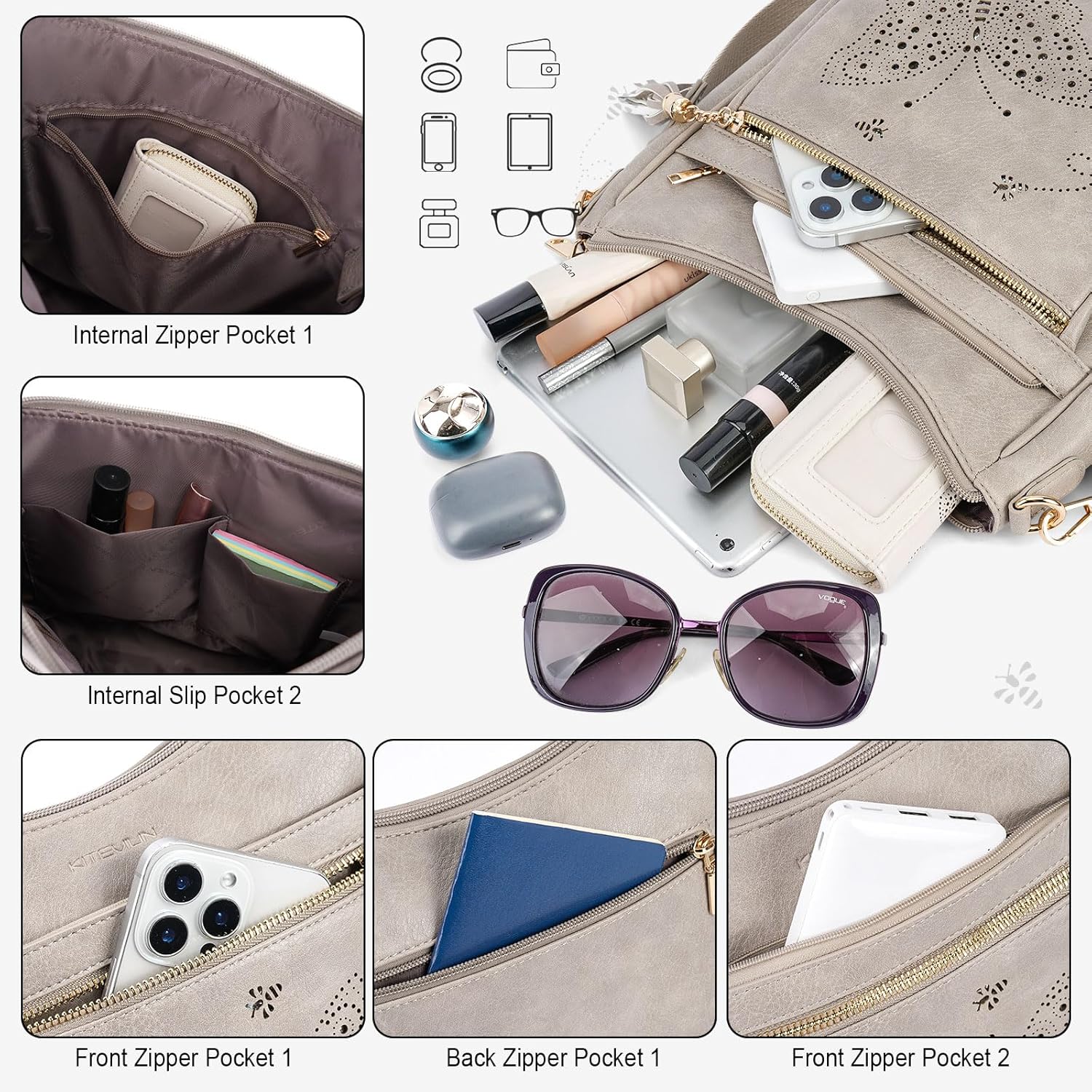 KITEVIUN Medium Crossbody Bags for Women Trendy, Women's Butterfly Shoulder Handbags with Tassel - Image 3