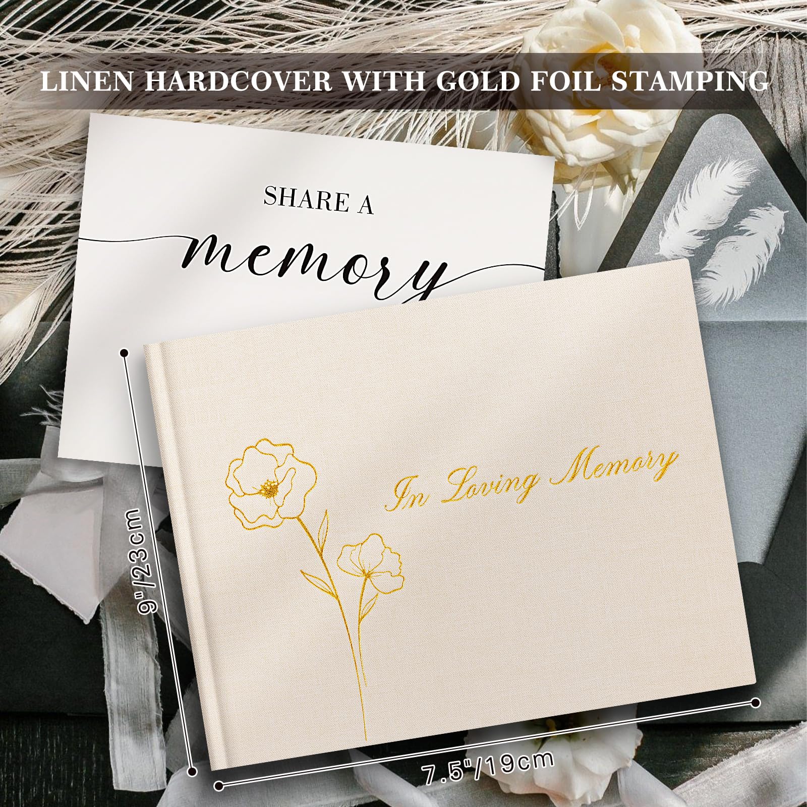 Lanpn Funeral Guest Book for Loving Memory Linen Memorial Service Registry Guest Book - Image 2