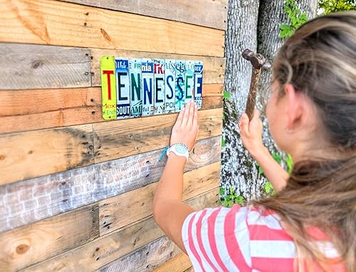 Miniatura 5 de Letrero personalizado para placa de matrícula, réplica de tiras de corte de letras de arte, estilo rústico DIY Custom Word Signage, haz tu propia