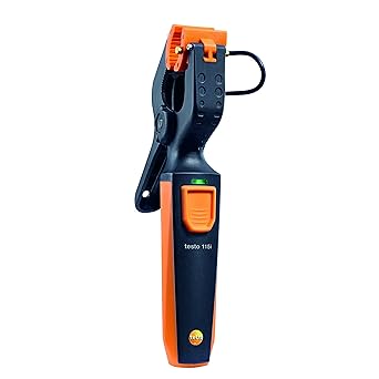 testo 115i Clamp Meter - Amp Clamp for Heating & Cooling Systems - HVAC Thermometer for in-Pipe Measurements & -58 to 302 F Measurement Range - HVAC Temperature Probe with Bluetooth & App Operation