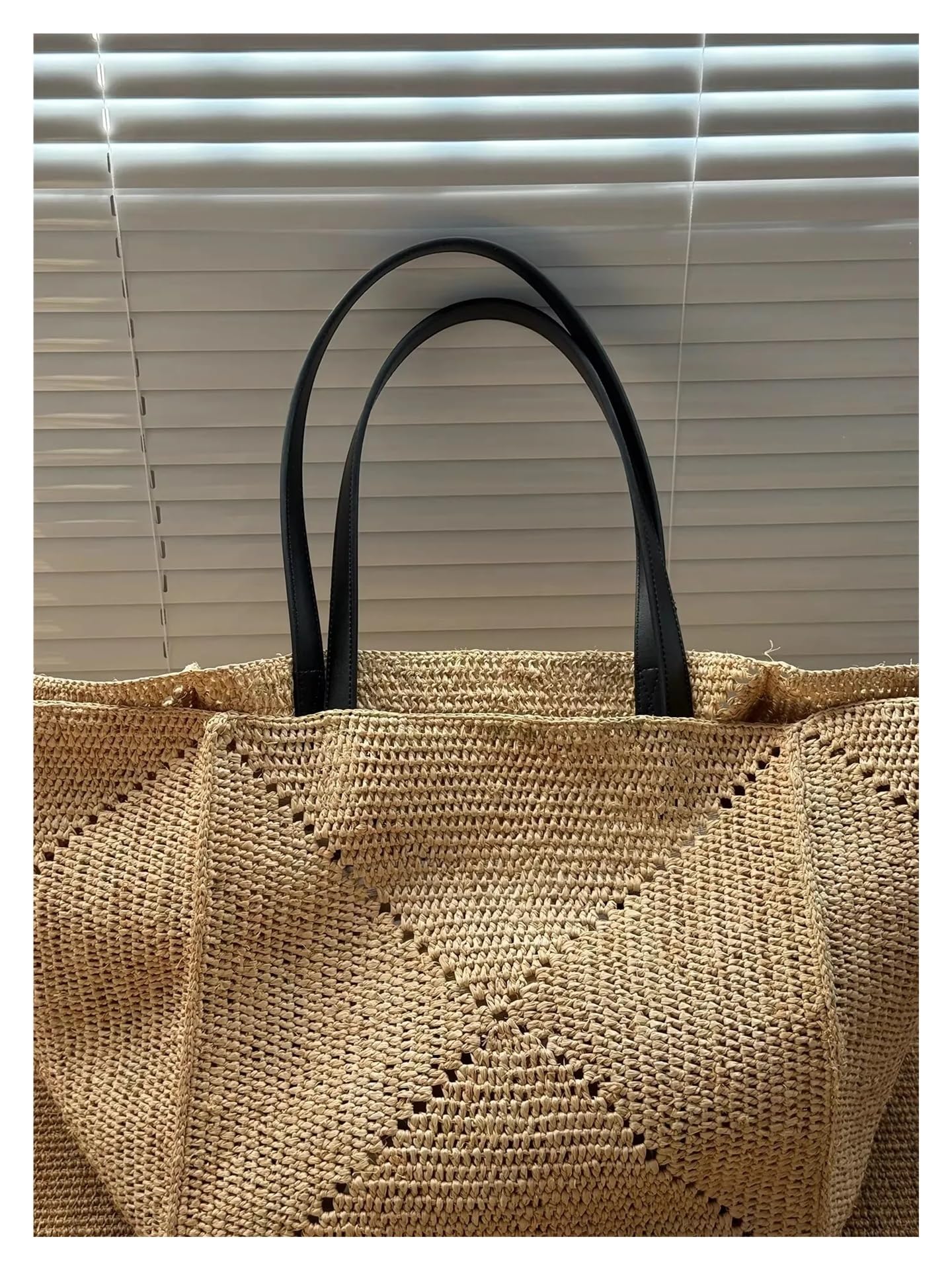 Strohtasche Übergroße große Bast-Stroh-Einkaufstasche, handgefertigte Sommer-Strand-Handtasche for Damen