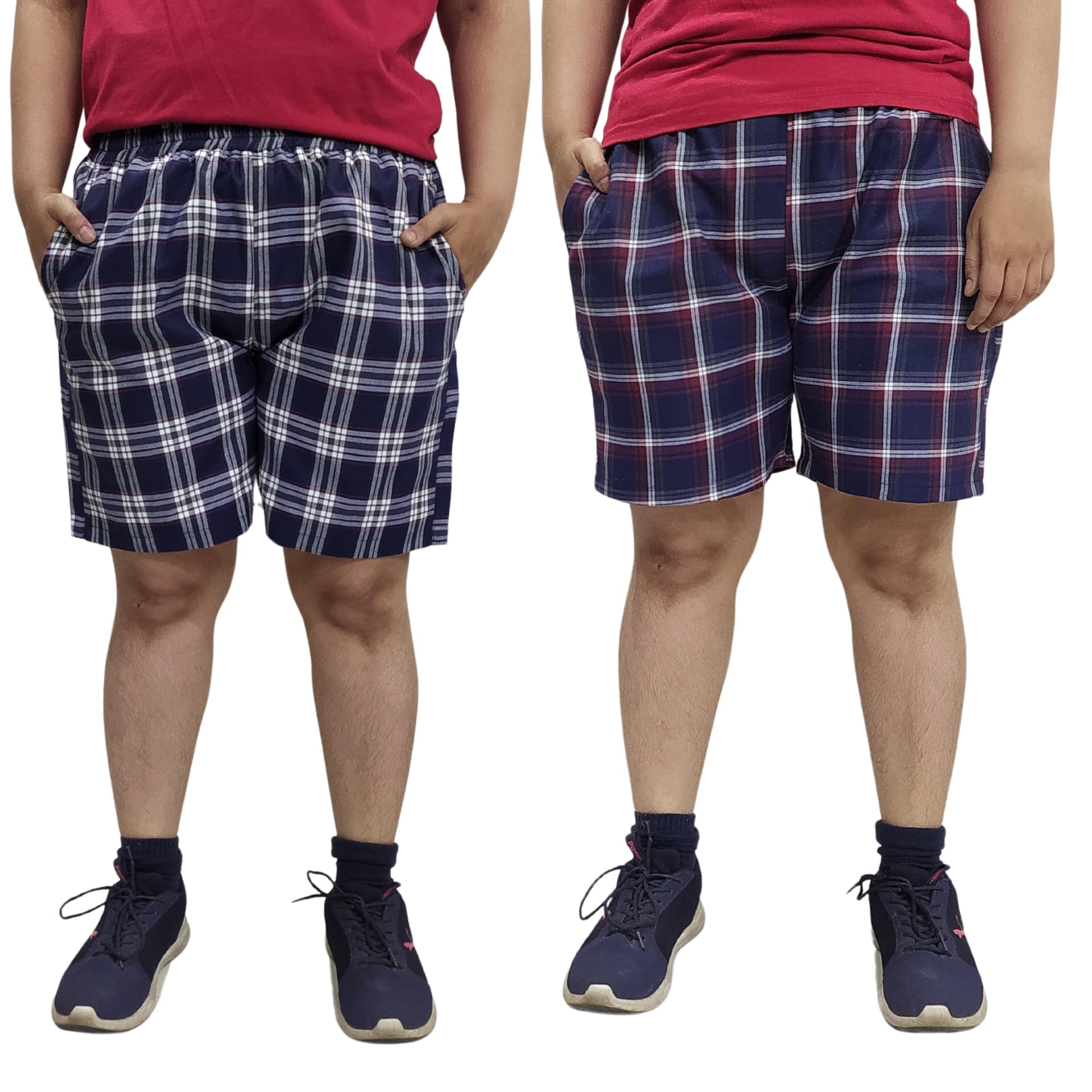 clavelite Comfy Cotton Shorts | Soft Unisex Half Pants Sleepwear with Elastic Waist and Knee Length for Gym Running or Night wear-picture-43