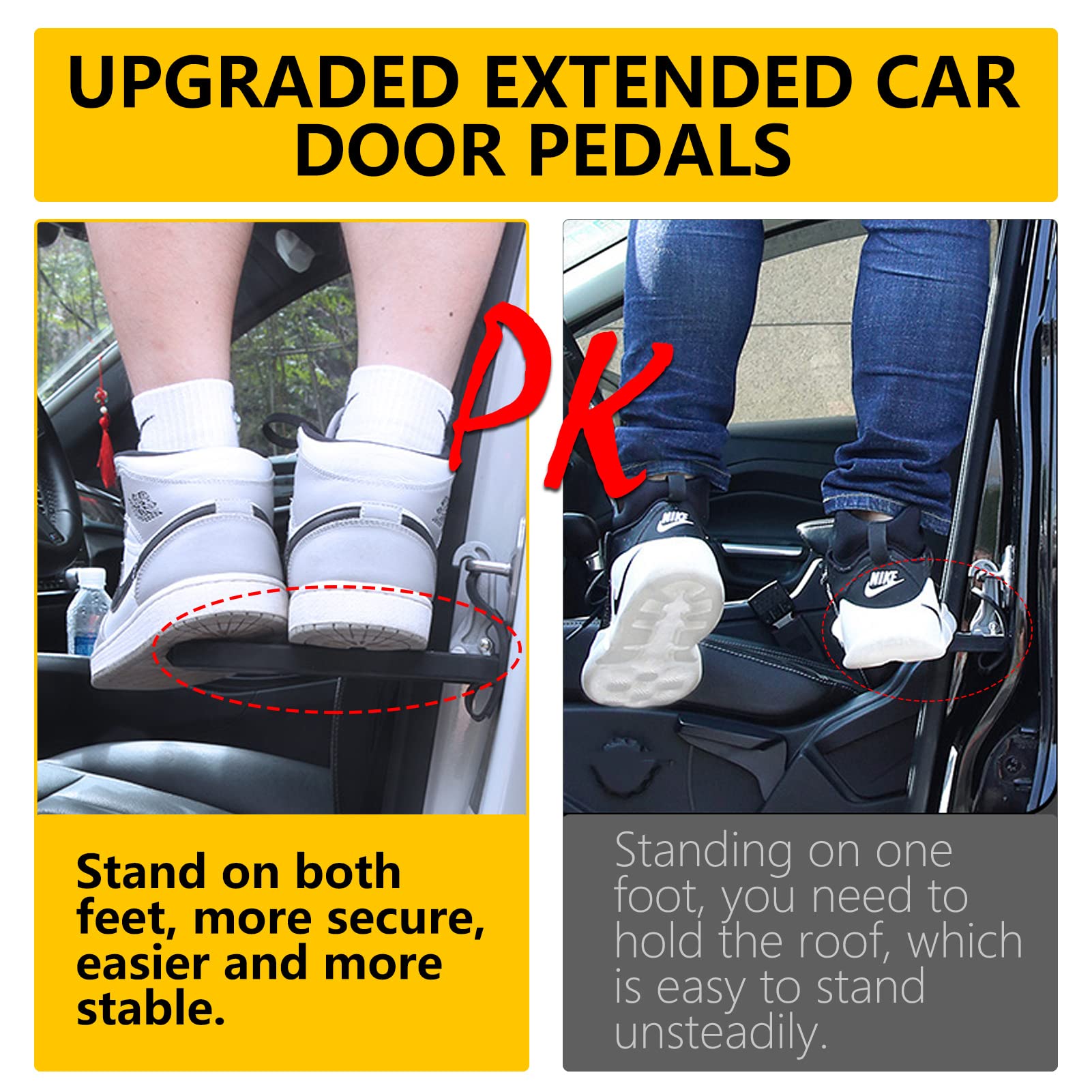 Pedal dobrável para Porta de Carro, Alargado Degraus e Escadas para Caravanas Forma de U Pedal Multifuncional Pedal de la Puerta con Martelo de Segurança para SUV, RV (21.5cm, Negro)