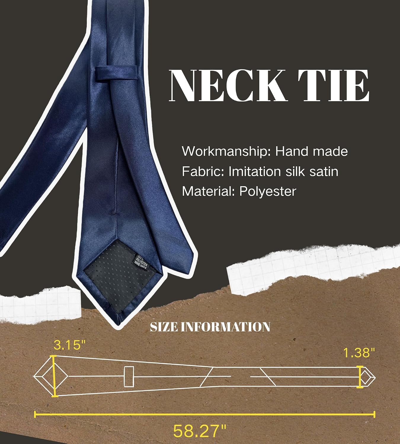 XEF Men's Ties Solid Color Formal Classic Long Neckties for Men Soft Satin Neck Ties
