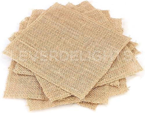Miniatura 2 de CleverDelights Cuadrados de arpillera de 6 pulgadas - Paquete de 12 - Arpillera de yute premium - Bordes acabados