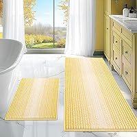 Vista 98 de BSICPRO Juego de alfombras y tapetes de baño, 2 piezas de felpilla gruesa y absorbente, antideslizantes, suaves y peludas para baño, lavables a