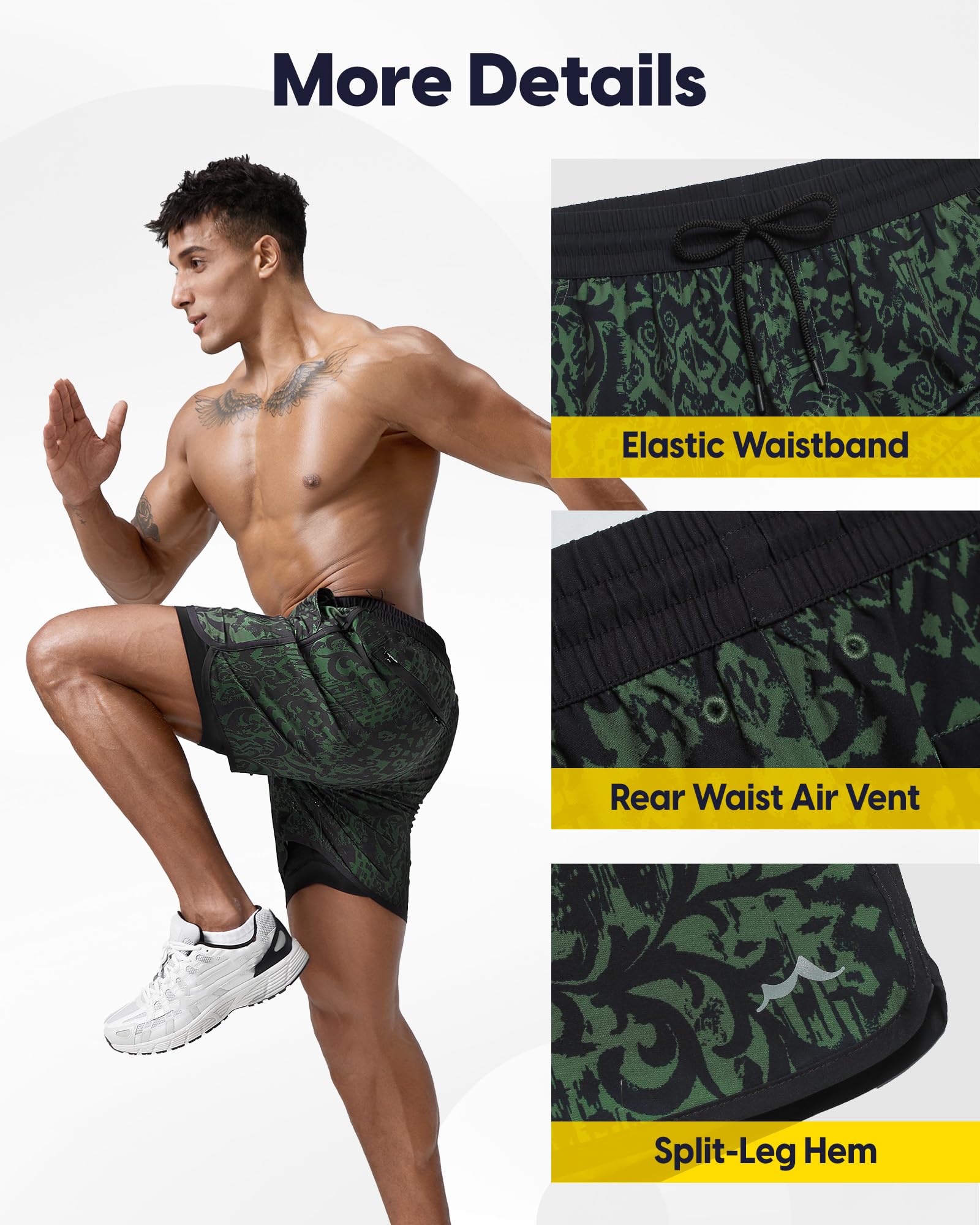maamgic Pantalones cortos de entrenamiento para hombre, estilo retro, de 5 pulgadas, con forro, secado rápido, pantalones cortos deportivos 2 en 1