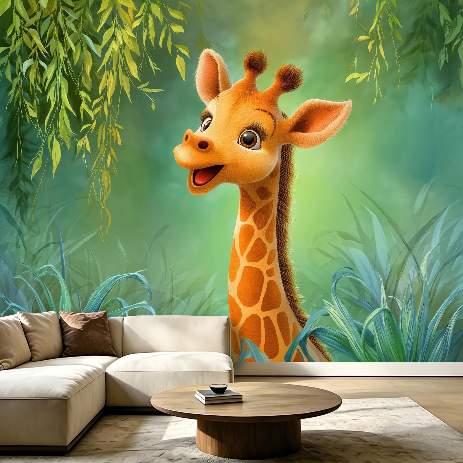 Papier peint intissé girafe pour chambre d'enfant 200x140 cm
