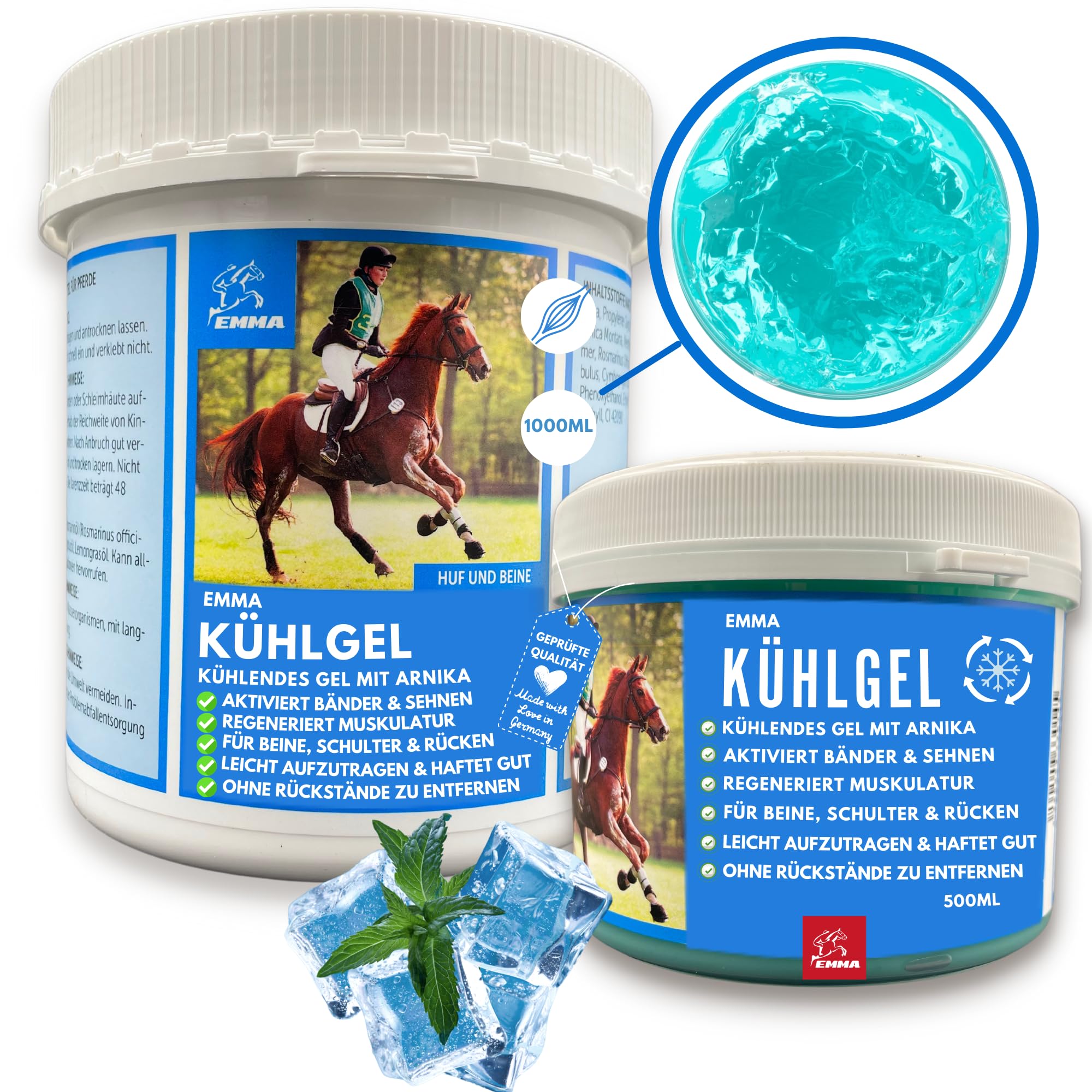 EMMA Kühlgel Pferd 1.000 ml + 500 ml – kühlender Pferdebalsam mit Arnika