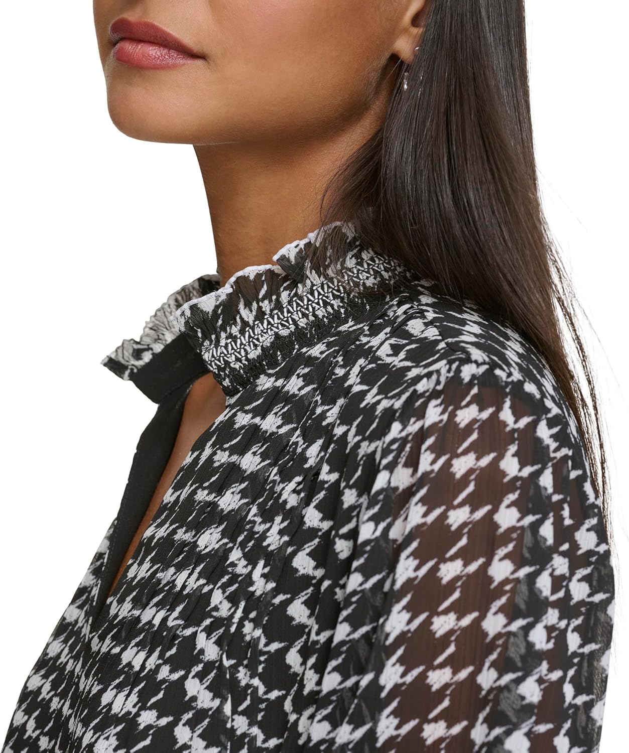 KARL LAGERFELD Womens Houndstooth Blouse - Image 5