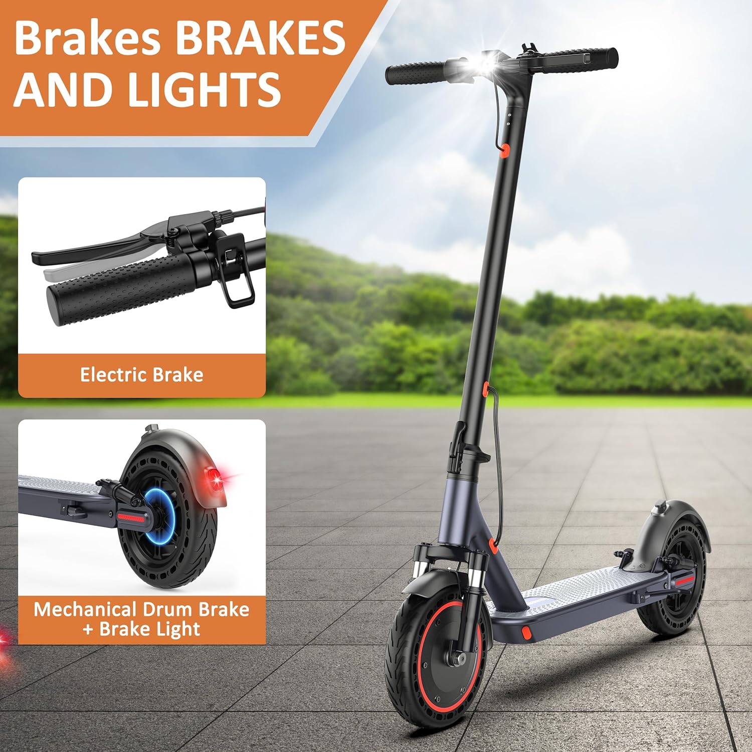 Qlaway 10/8.5" E Scooter for Adults 19 MPH Sport Escooter 350W Motor, Electric Scooter 15-22 Miles Range, Bearing 265 LBS/APP Control