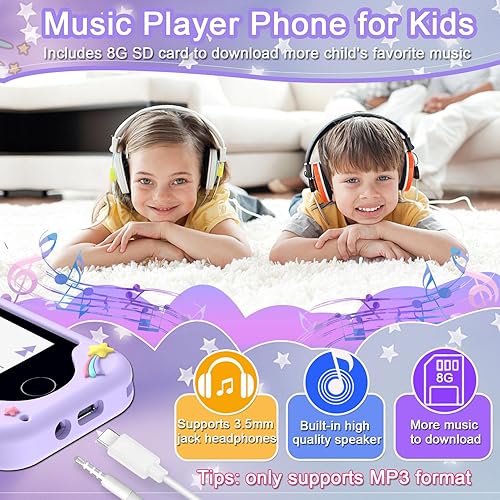 Miniatura 35 de Teléfono inteligente para niños para niñas, regalos de cumpleaños de Navidad para niñas de 3 a 10 años, teléfono celular, pantalla táctil de 2.8