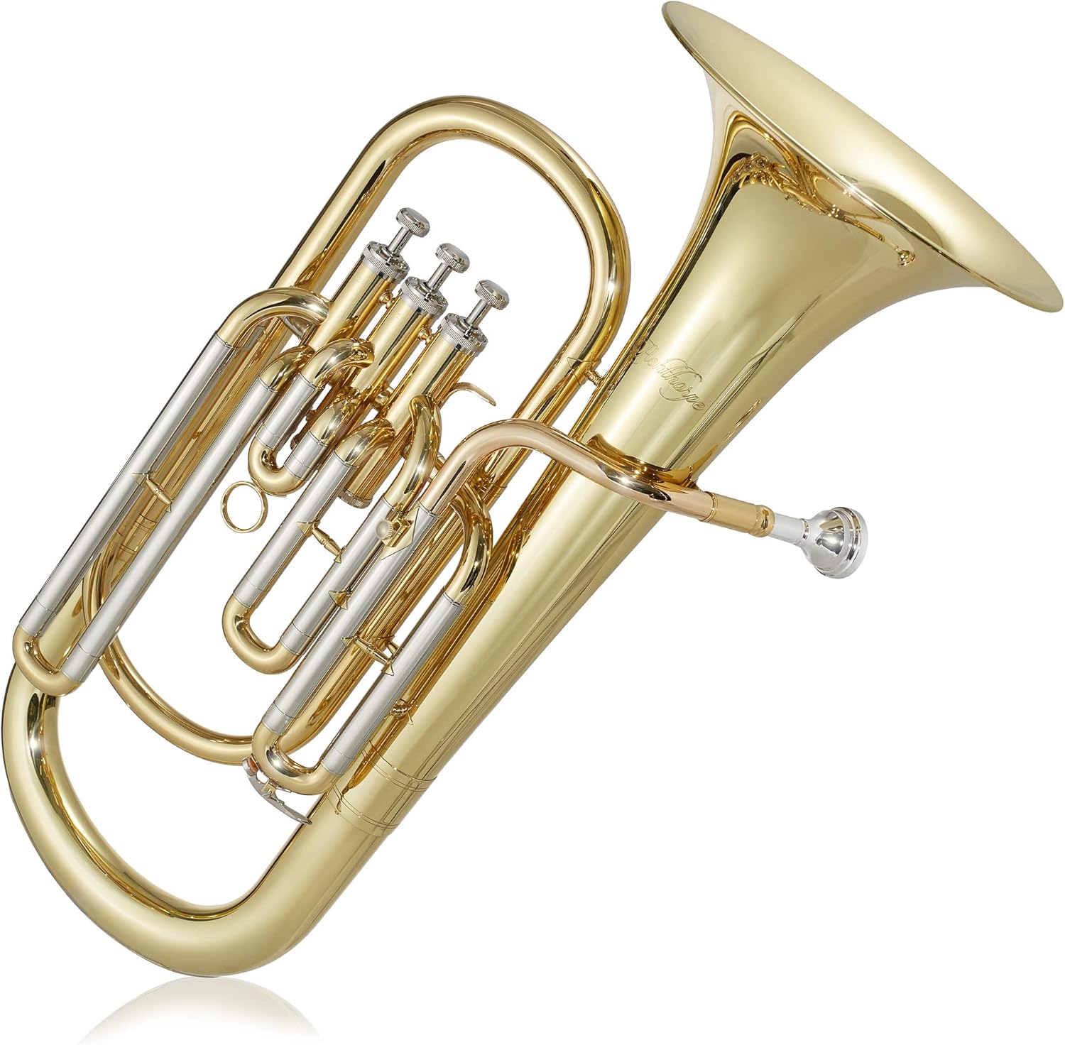 Ashthorpe Bb Baritone with Stainless Steel Pistons, Gold Lacquer - Includes Case, Mouthpiece Gloves, Cleaning Cloth and Piston Oil : Musical Instruments