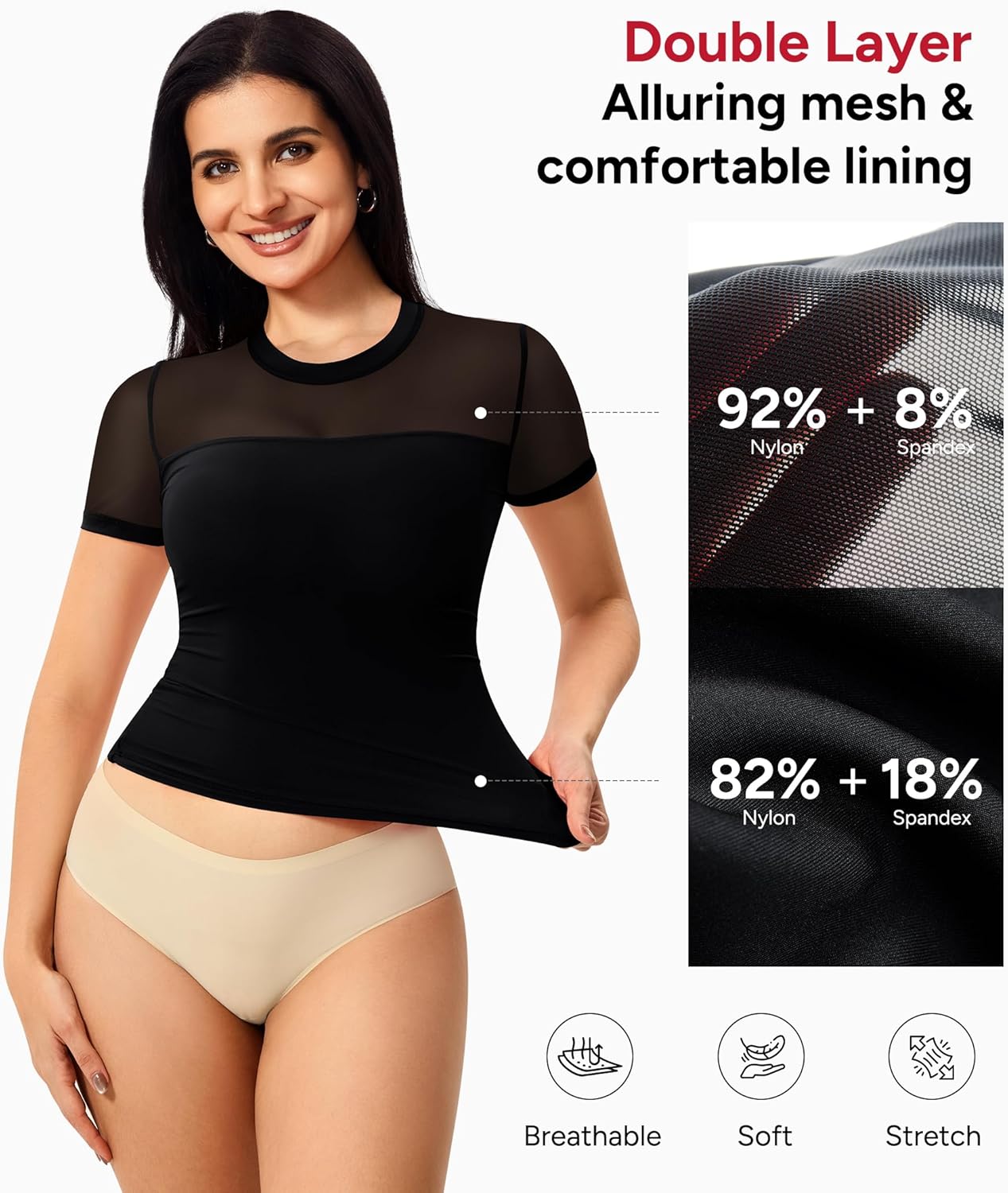 Nebility Womens Mesh Sheer Tops Short Sleeve Tee Crewneck Crop Top Going Out Date Outfits Fashion Clothes 2026 - Image 4