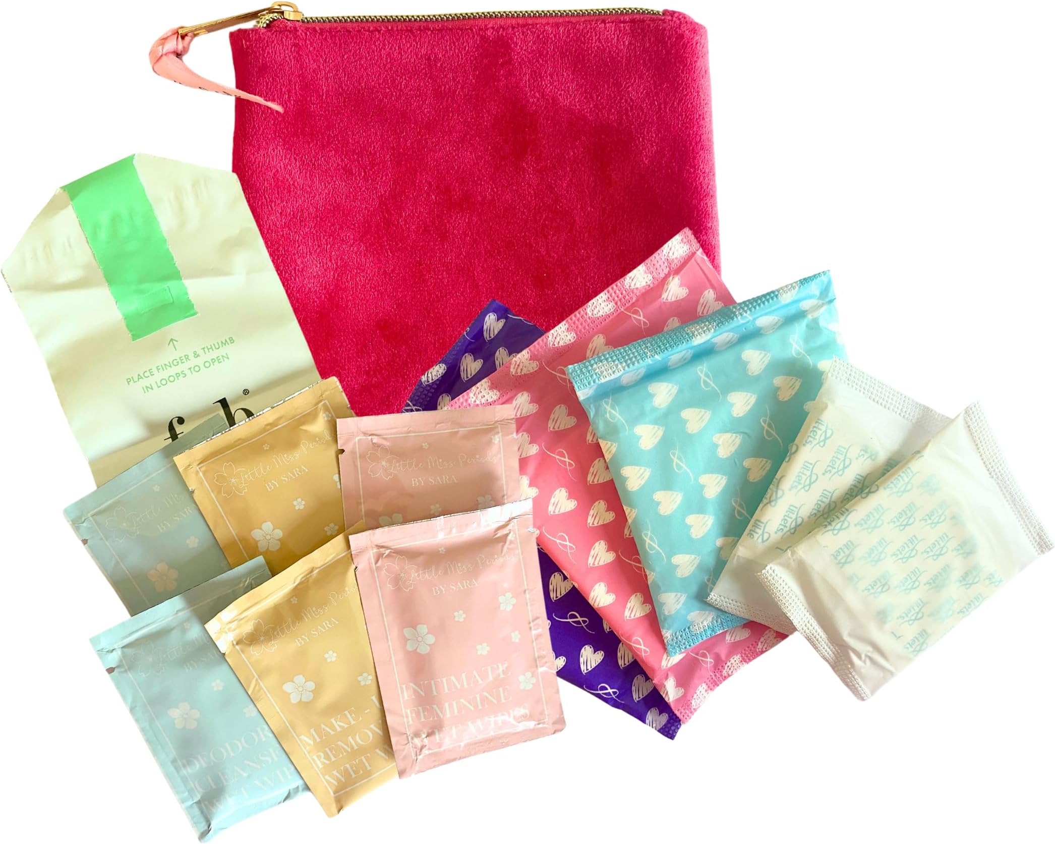 Period Kit for Girls Period Emergency School Kit Bag with Sanitary Essentials, Wipes and Cute Bag Back to School Period Supplies- Little Miss Periods