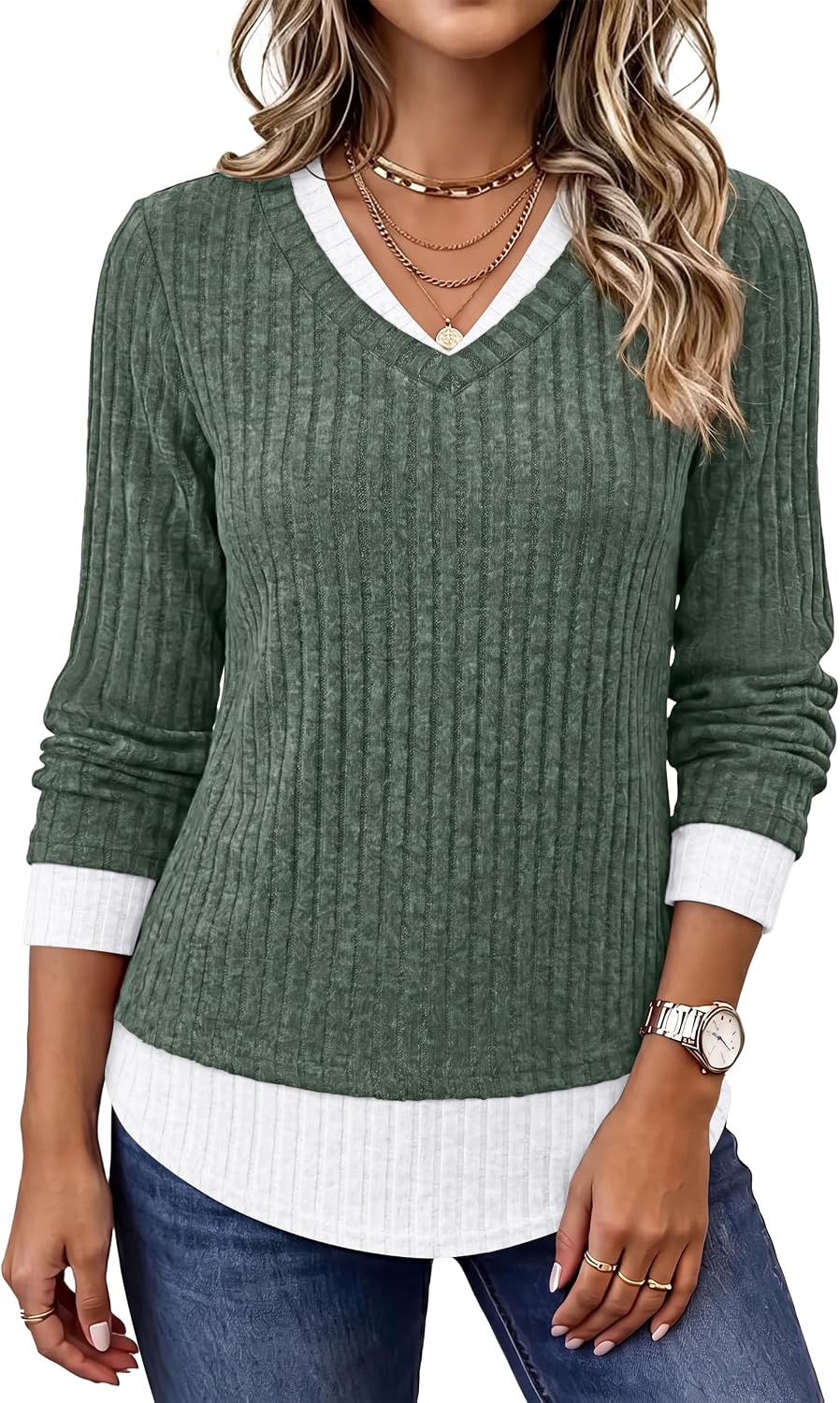 WIHOLL Womens Long Sleeve Shirts Lightweight Tunic Sweaters image 4