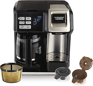 Hamilton Beach FlexBrew Coffee Maker, Single Serve & Full Pot, Compatible with K-Cup Pods or Grounds, Programmable, Includes Permanent Filter, Black (49950C), Silver - coolthings.us
