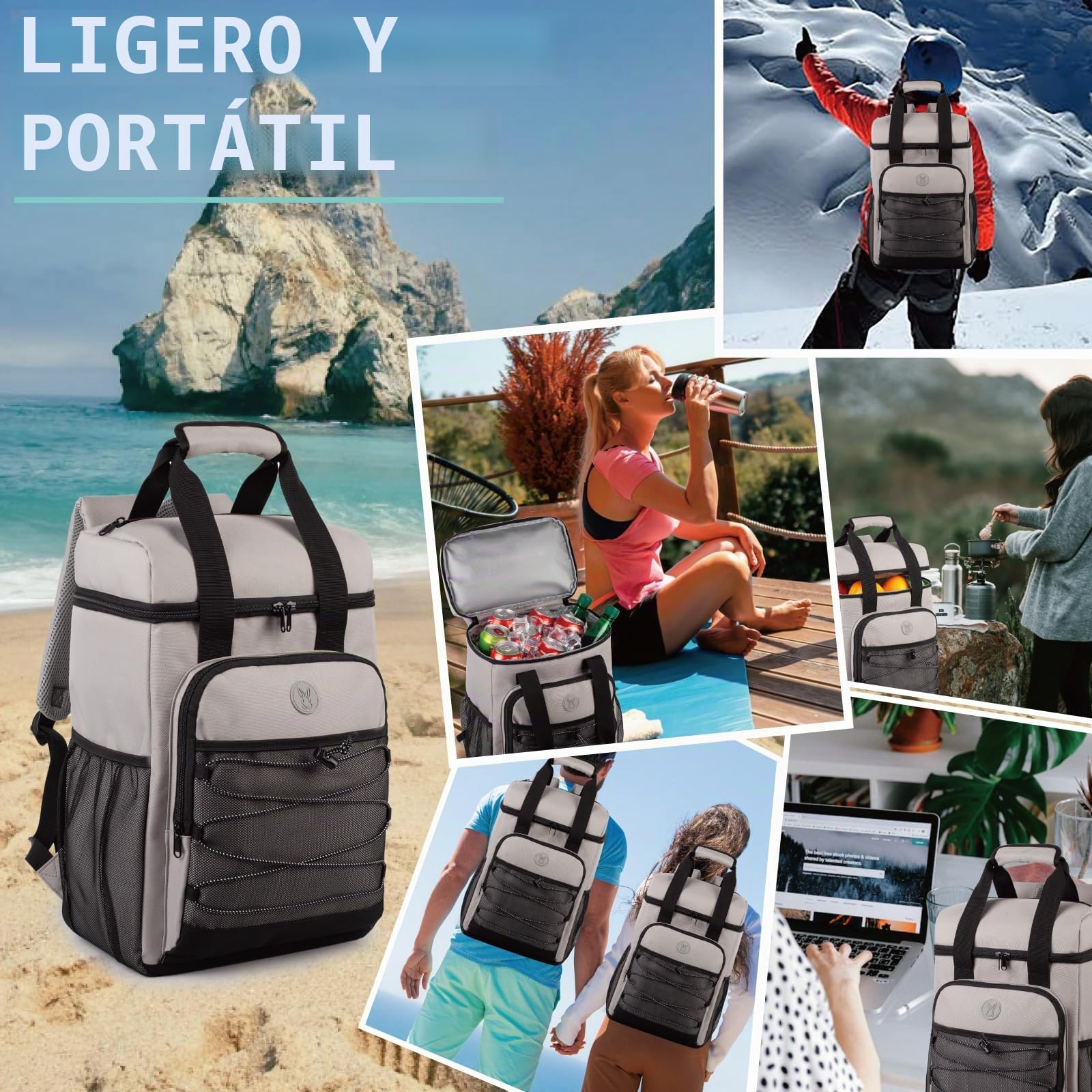 Mochila Refrigerante con Asa Superior Acolchada, Mochila Ligera con Aislamiento a Prueba de Fugas, Nevera de Gran Capacidad para Mujeres y Hombres, Impermeable Bolsa Termica de Refrigeración