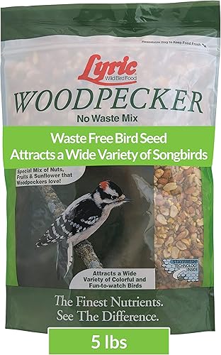 Lyric Woodpecker - Semilla de ave silvestre, sin desperdicio, con frutos secos, frutos secos y semillas sin cáscara, bolsa de 5 libras