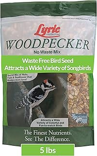 Lyric Woodpecker Wild Bird Seed for Outside Feeders, Shelled, No Waste Bird Seed with Nuts & Dried Fruit, 5 lb Bag